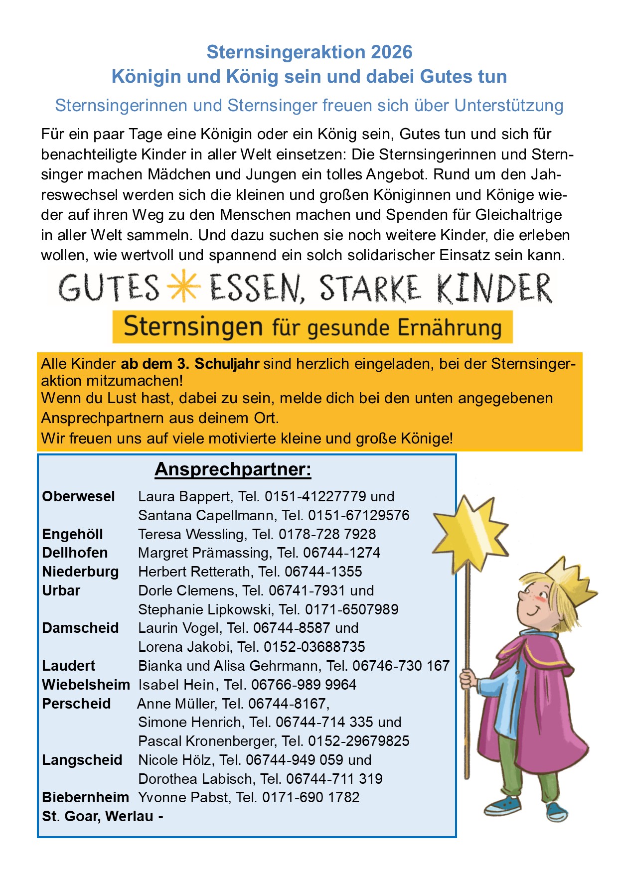 Ansprechpartner Sternsinger 2027 (c) Pfarrei St. Nikolaus Mittelrhein-Höhe Ansprechpartner Sternsinger 2027