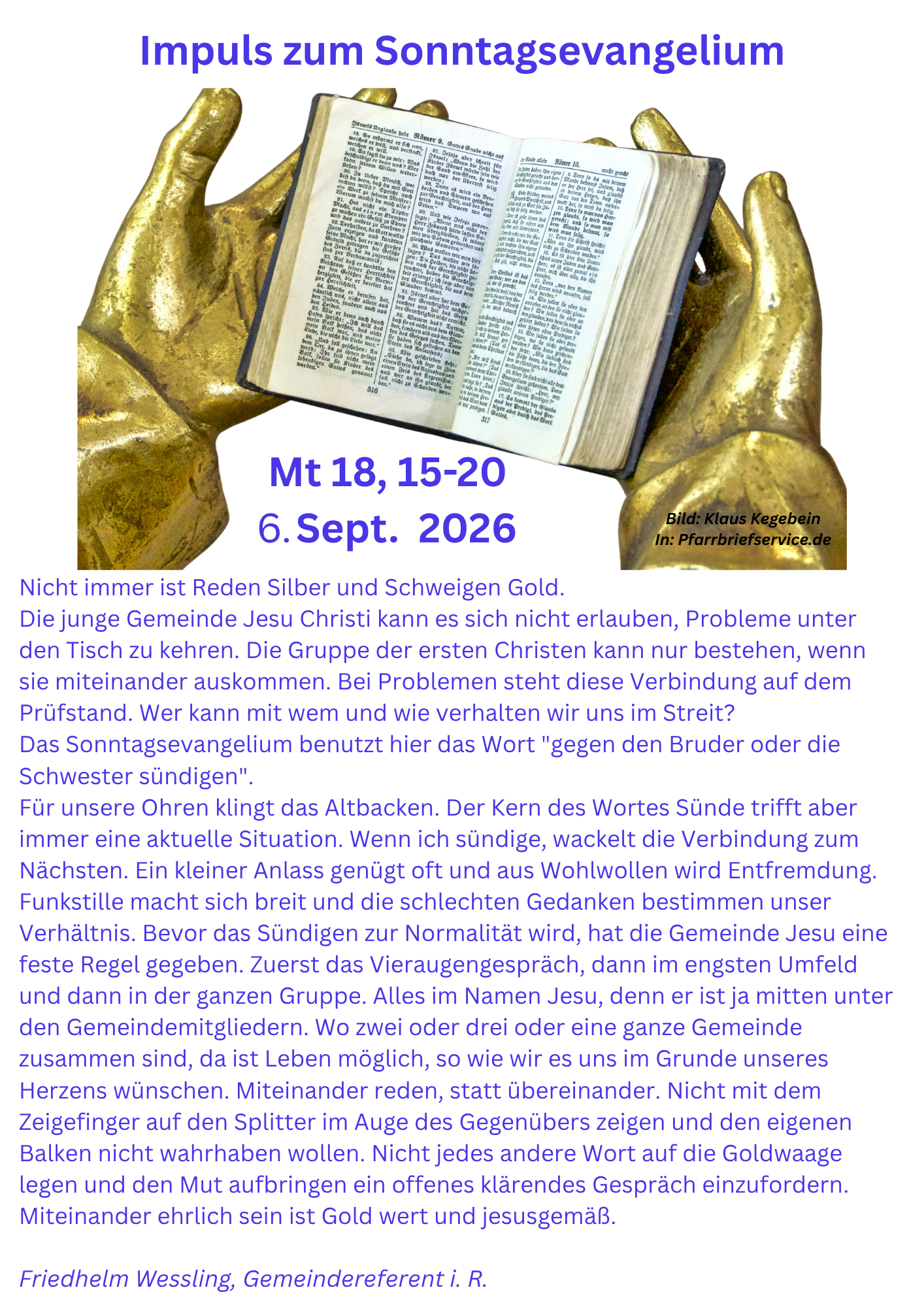 Impuls 06.09.2026 (c) Kath. Kirchengemeinde St. Nikolaus Mittelrhein-Höhe Impuls 06.09.2026