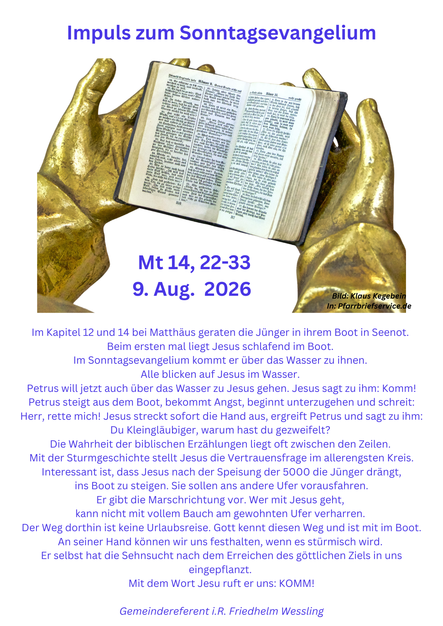Impuls 9. Aug. 2026 (c) Kath. Kirchengemeinde St. Nikolaus Mittelrhein-Höhe Impuls 9. Aug. 2026
